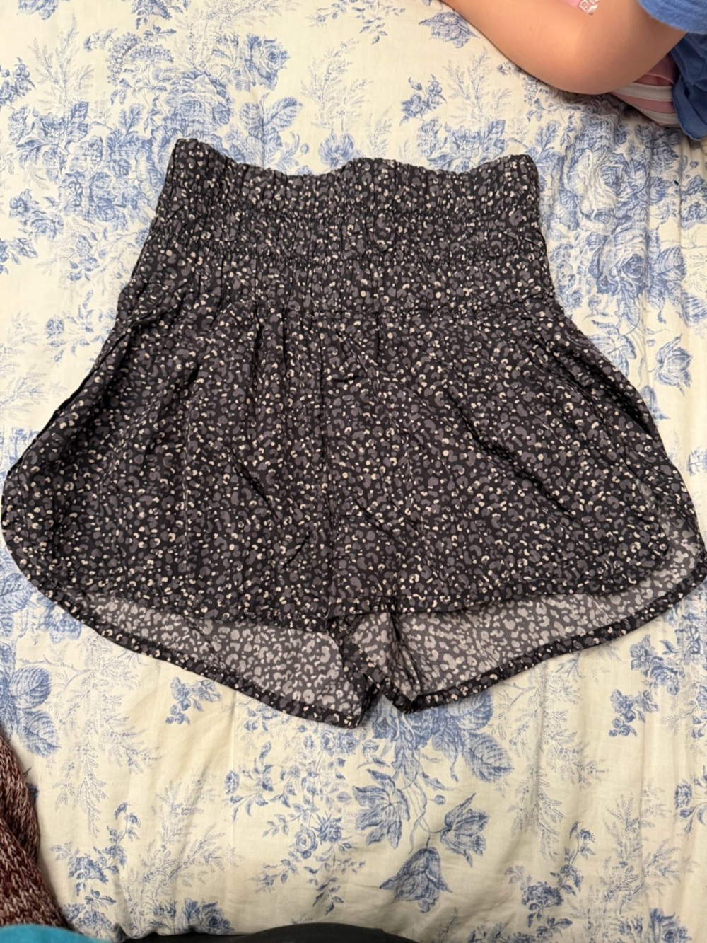 FP Movement by Free People Black Smocked Floral Athletic Shorts
